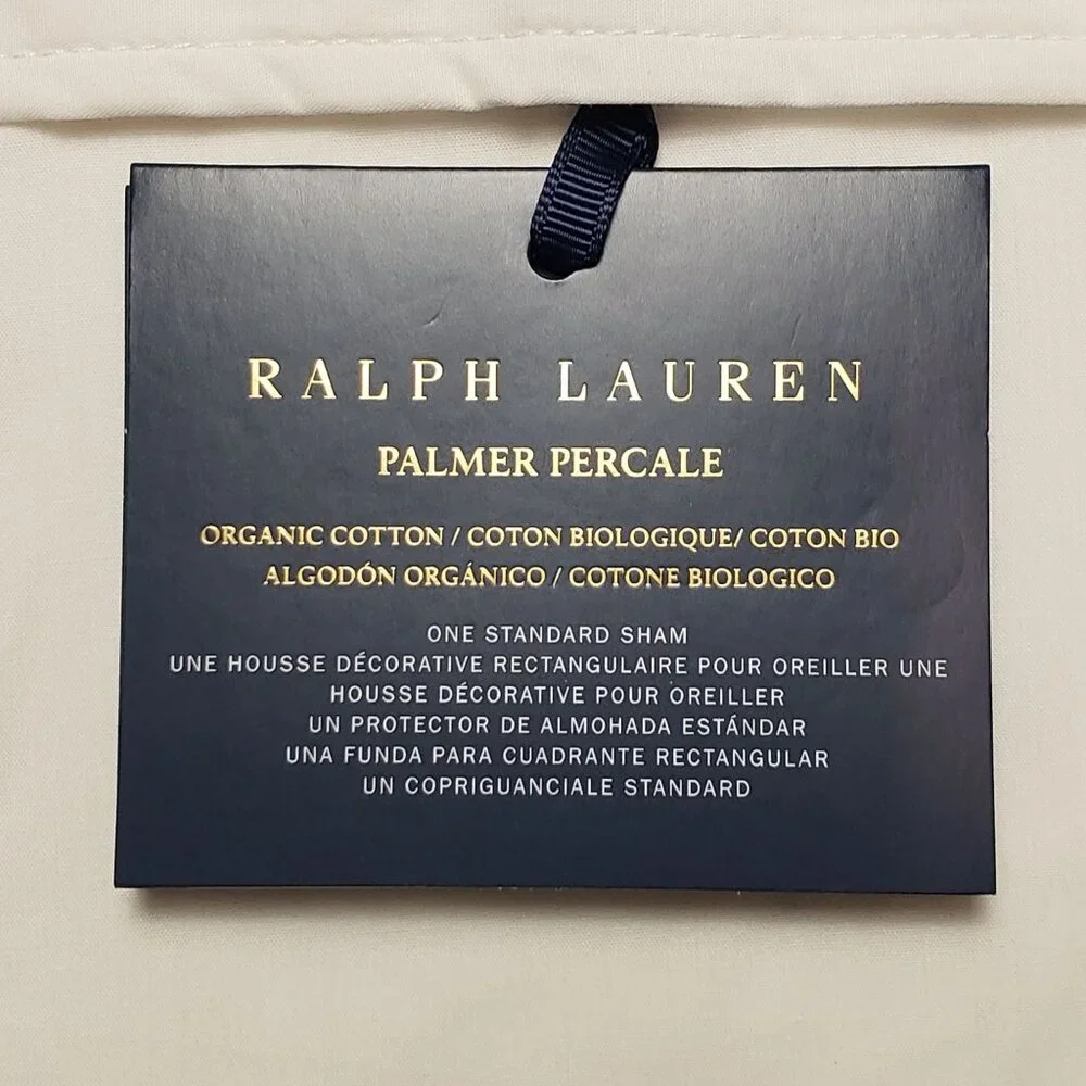 Ralph Lauren Home Palmer Percale Standard Sham Tux White Organic Cotton 20